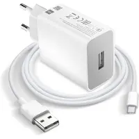 Xiaomi , USB-Ladegerät (18W, MDY-10-EF) mit USB / USB-C Kabel, Weiß