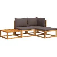 Syfax 4-tlg. Gartensofa-Set mit Kissen Holz Akazie & Seil