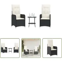 The Living Store Outdoor-Lehnstühle 2 Stk. mit Tisch Schwarz Poly-Rattan