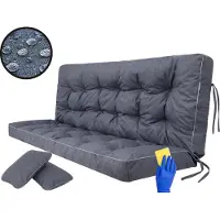 Sellbee Bankauflage für Schaukelkissen, Polsterauflage für Gartenbank & Hollywoodschaukel,Sitzkissen & Rückenkissen, gesteppt, inkl. 2 Seitenkissen, 100 cm - marineblau
