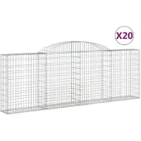 vidaXL Gabionen mit Hochbogen 20 Stk 300x30x100/120cm Verzinktes Eisen