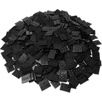 LEGO 50x schwarze Fliesen 3x4 mit 4 Noppen in der Mitte