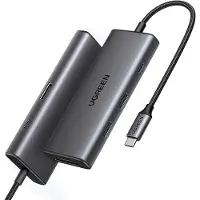 UGREEN 15531, USB Typ-C, HDMI, USB 3.2 Gen 2 (3.1 Gen 2) Type-A, USB Typ-C, MicroSD (TransFlash), SD, 1000 Mbit/s, 60 Hz, Grau