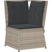 Syfax Garten-Ecksofa mit Kissen Hellgrau Poly Rattan
