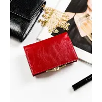 Peterson | Elegantes Portemonnaie, für Frauen, mit RFID-Kartenschutz, Schwarz, Rot, 12x8 cm
