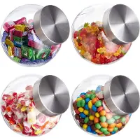 Relaxdays 12 x Bonbonglas, 1,5 l, Vorratsgläser für Süßigkeiten, Lebensmittel, Candy Bar, Bonboniere, Edelstahl-Deckel, klar