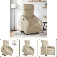 The Living Store Relaxsessel mit Aufstehhilfe Creme Stoff