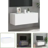The Living Store TV-Wandschrank mit LED-Leuchten Weiß 80x35x31 cm