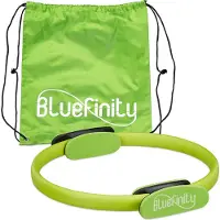 Relaxdays Bluefinity Pilates Ring mit Übungen, Doppelgriff, gepolstert, Widerstandsring Yoga, Fiberglas, Fitness Ring Ø 37cm, grün
