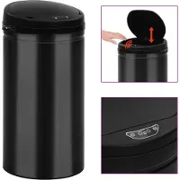 The Living Store Automatischer Sensor-Mülleimer 50 L Kohlenstoffstahl Schwarz