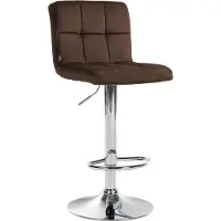 CLP Barhocker höhenverstellbar mit Lehne Peru, Barstuhl gepolstert Samtbezug, Tresenstuhl mit Metallgestell drehbar, Farbe: braun, Gestellfarbe: chrom