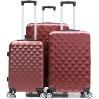 Cheffinger Reisekoffer Koffer 3 tlg Hartschale Trolley Set Kofferset Handgepäck Gepäck Reisetasche ABS-07 Rot