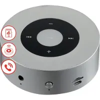 KAMINIO Knister Lautsprecher MORITZ - Kraftvolle Soundbox mit Kaminfeuer-Tönen, Bluetooth, AUX, Mikrofon, Akku - Silber