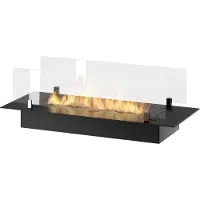 SOLOLED 80 cm großer, schwarzer Edelstahl-Brennereinsatz (1,2 Liter) zum Einbau oder als freistehender Brenner, inklusive Glas.