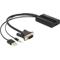 DeLOCK 62597, 0,25 m, HDMI Typ A (Standard), VGA (D-Sub) + 3.5mm + USB Type-A, Männlich, Weiblich, 1920 x 1080 Pixel