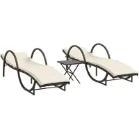 Syfax Sonnenliegen 2 Stk. mit Tisch Braun Poly Rattan
