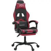 vidaXL Gaming-Stuhl mit Fußstütze Schwarz und Weinrot Kunstleder