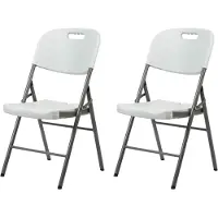 Rebecca Mobili Gartenstühle Quiver 88x45x50 Kunststoff Stahl Weiß Grau Modern SET 2 Stück Montiert