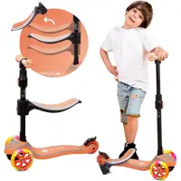 Sun baby Kinder Roller Kinderscooter Dreiradscooter mit LED Räder 2-Rädern Hinterbremsen Höhenverstellbare bis 50kg belastbar Aprikose
