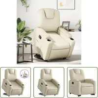 The Living Store Relaxsessel mit Aufstehhilfe Creme Kunstleder
