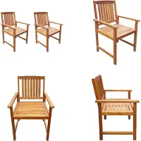 vidaXL Gartenstühle 2 Stk. Massivholz Akazie Braun - Gartenstuhl - Gartenstühle - Stuhl - Stühle