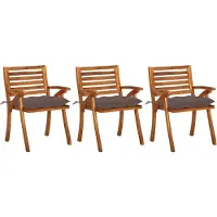 Syfax Garten-Essstühle mit Kissen 3 Stk. Massivholz Akazie