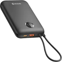 Swissten , Externer Akku 20000mAh Integrierte USB-C Lightning-Kabel LED-Anzeige, Schwarz