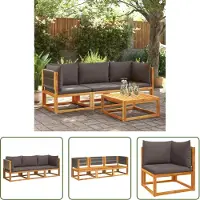 The Living Store 3-tlg. Garten-Sofagarnitur mit Kissen Massivholz Akazie