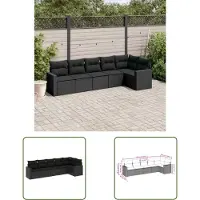 The Living Store 6-tlg. Garten-Sofagarnitur mit Kissen Schwarz Poly Rattan