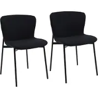 SVITA MARY 2er Set Esszimmerstuhl Polsterstuhl ohne Armlehnen Küchenstuhl Wohnzimmerstuhl Schwarz/Schwarz
