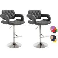 CLP 2er Set Barhocker Dublin Kunstleder Mit Armlehne I Drehbarer Thekenhocker Mit Fußablage I Höhenverstellbarer Barstuhl, Farbe: grau