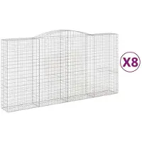 vidaXL Gabionen mit Hochbogen 8 Stk. 400x50x200/220cm Verzinktes Eisen