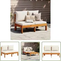 The Living Store Gartensofa ohne Armlehnen mit Kissen 2-Sitzer Massivholz Akazie