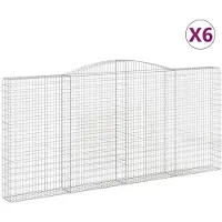 vidaXL Gabionen mit Hochbogen 6 Stk. 400x30x180/200cm Verzinktes Eisen