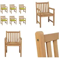 vidaXL Gartenstühle 6 Stk. mit Hellgrünen Kissen Massivholz Teak - Gartenstuhl - Gartenstühle - Gartensessel - Holzstuhl