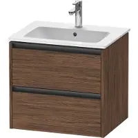 Duravit Ketho.2 Waschtischunterbau wandhängend, 2 Schubkästen, 610x550x480mm, für ME by Starck 233663, K25262021210000, Farbe: Nussbaum Dunkel Dekor
