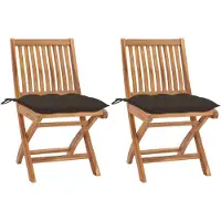 Syfax Gartenstühle 2 Stk. mit Taupe Kissen Massivholz Teak