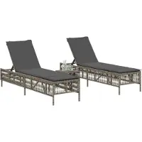 Syfax Sonnenliegen 2 Stk. mit Tisch Grau Poly Rattan