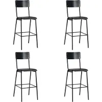 Syfax Barhocker 4 Stk. Schwarz Massives Sperrholz Stahl