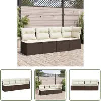 The Living Store Gartensofa mit Kissen 4-Sitzer Braun Poly Rattan