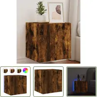 The Living Store TV-Wandschrank mit LED-Leuchten Räuchereiche 40,5x35x40 cm
