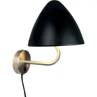 Dyberg Larsen Wandlampe Oulu, schwarz/stahl, Ø 20,3 cm