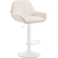 CLP Barhocker Braga Samtbezug mit Metallgestell I Höhenverstellbar und 360 drehbar I Moderner Barstuhl mit Fußstütze für Küche und Bar, Farbe: creme, Gestellfarbe: weiß