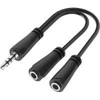 Hama 00200349, 3.5mm, Stecker, 2 x 3.5mm, Buchse, 0,15 m, Schwarz