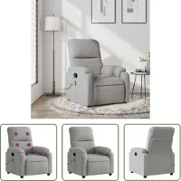 The Living Store Massagesessel Hellgrau Mikrofasergewebe
