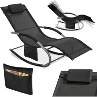 SoBuy OGS28-SCHx2 Sonnenliege 2 Personen Liegestuhl Gartenliege wetterfest Schaukelstuhl mit Kopfkissen Schaukelliege Strandliege bis 150 kg Schwarz