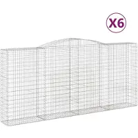 vidaXL Gabionen mit Hochbogen 6 Stk. 400x50x180/200cm Verzinktes Eisen