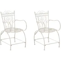 CLP 2er Set Stühle Sheela I Gartenstühle Aus Metall I Metallstuhl Mit Armlehnen Im Jugendstil, Farbe: antik-creme