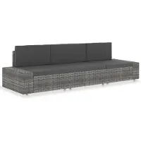 The Living Store Modulares 3-Sitzer-Sofa Poly Rattan Grau