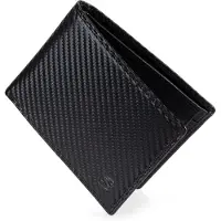 SERASAR | Geldbörse aus Karbonleder [Carbon] mit Schwarz Leather | Farbe: Schwarz | Länge: 13cm